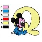 Q Mickey Mouse Disney Baby Alphabet Embroidery Design
